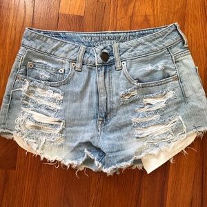 American Eagle festival high rise denim shorts